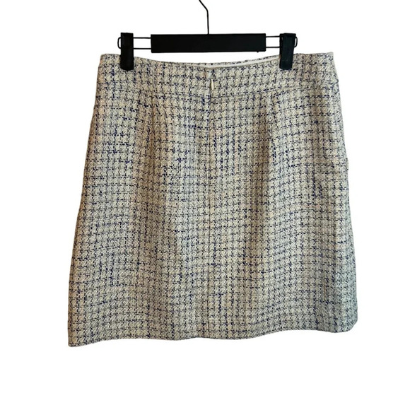 J CREW BLUE IVORY TWEED SKIRT - Picture 2 of 6